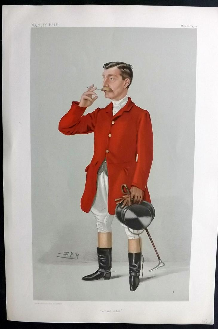 Vanity Fair Print 1904 Arthur James, Foxhunter: Chromolithograph Published 1869-1914, London for "Vanity Fair" Paper Size: 15 x 10 inch (38 x 25cm) Approx. Good Condition