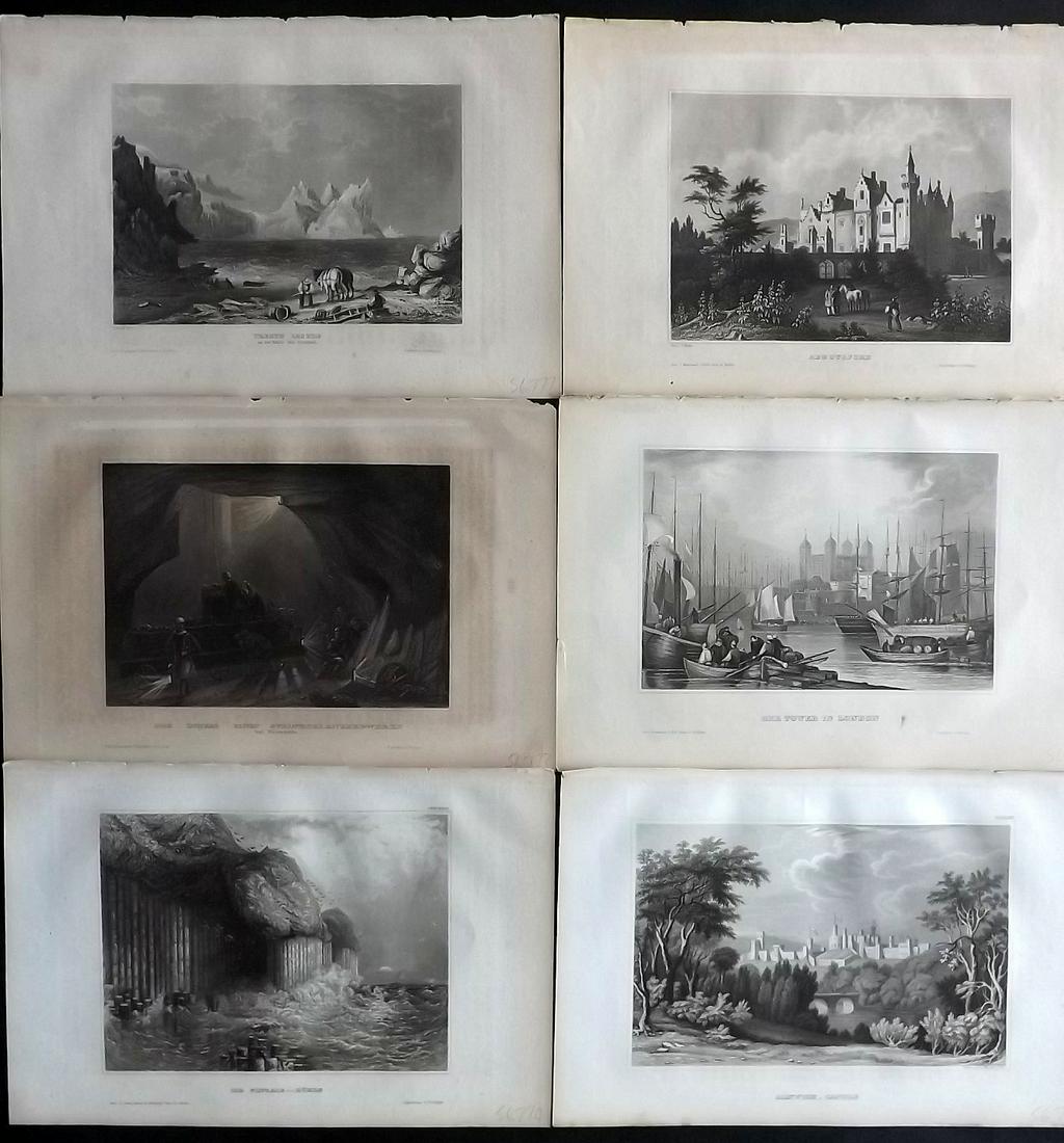 Meyer, Joseph 1858 Lot of 6 Steel Engraved Views. UK: Steel Engraving Published 1833-61 [1858] Hildburghausen, Germany for "Meyer's Universum" by Joseph Meyer. Paper Size: 9 x 6 inch (23 x 16cm) Approx. All with Ink library stamp to reverse, not showing 