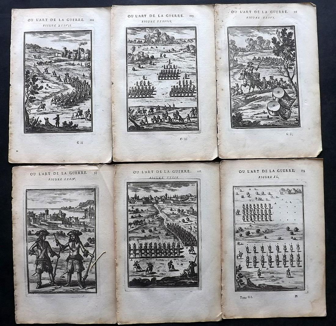 Mallet, Alain 1685 Lot of 6 Art of War Military Prints (1 of 2)