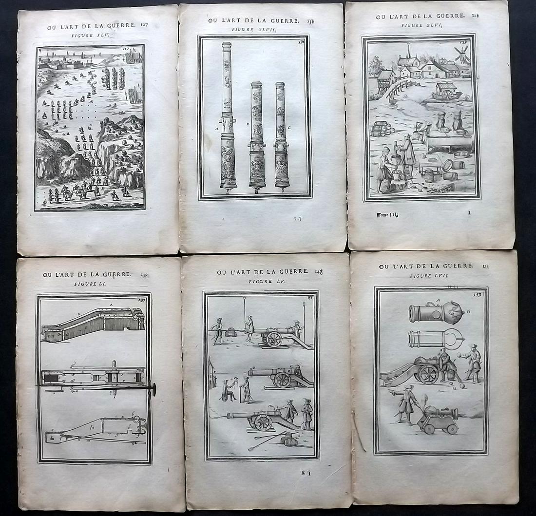 Mallet, Alain 1685 Lot of 6 Art of War Military Prints (1 of 2)