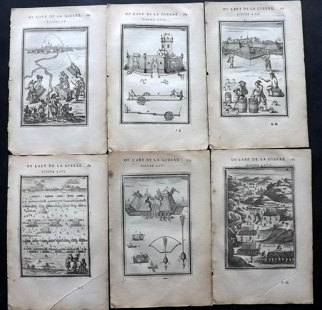 Mallet, Alain 1685 Lot of 6 Art of War Military Prints (1 of 2)