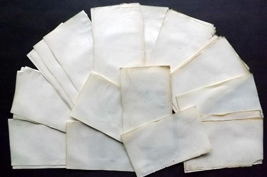 Old Paper, Bookbinding 1870 Lot of 37 Uniform Sheets: Lot of Uniform Wove Paper Sheets made in Britain in 1870. Large 8vo. Paper Size: 10 x 6.5 inch (25 x 17cm) Most in very good condition