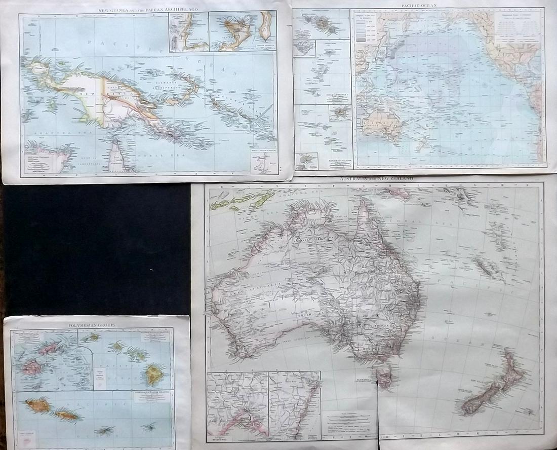 Times Atlas 1895 Lot of 4 Maps. Australia & Pacific (1 of 2)