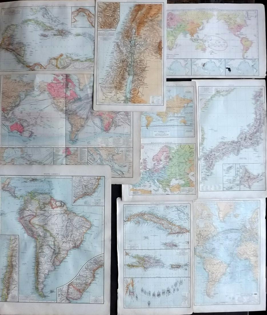 Times Atlas 1895 Mixed Lot of 9 Maps (1 of 2)