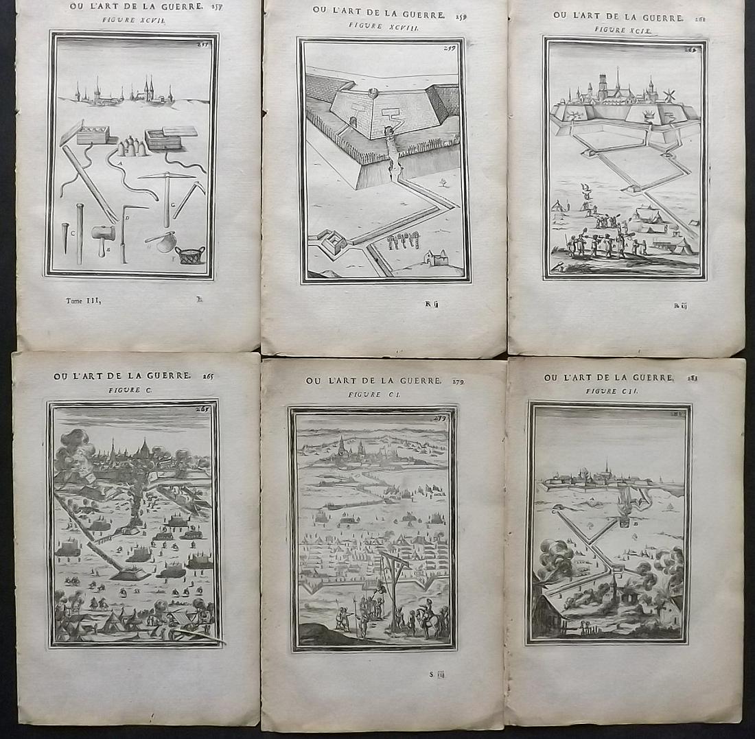 Mallet, Alain 1685 Lot of 6 Art of War Military Prints (1 of 2)