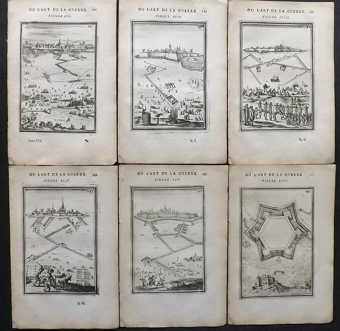 Mallet, Alain 1685 Lot of 6 Art of War Military Prints (1 of 2)