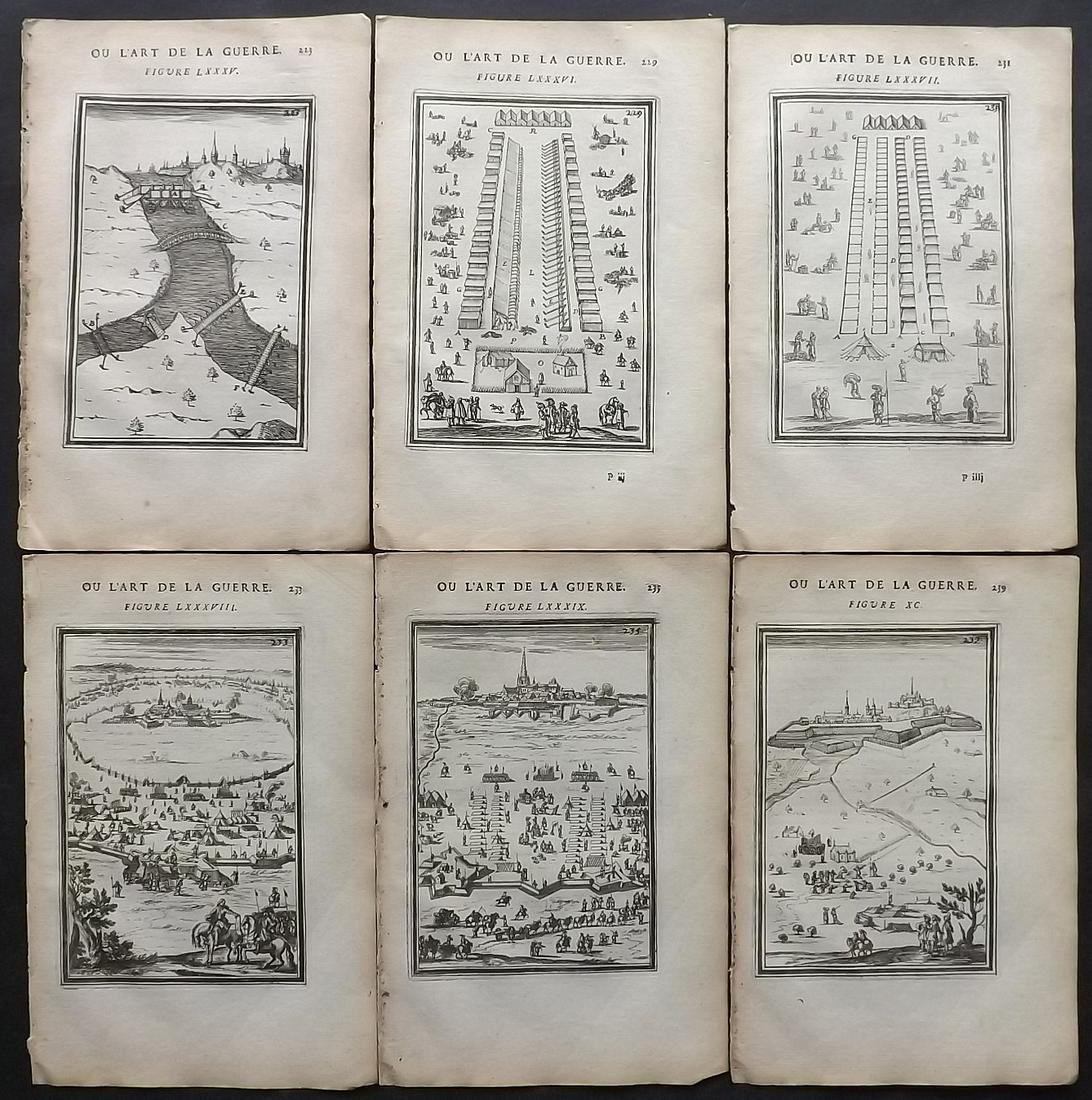 Mallet, Alain 1685 Lot of 6 Art of War Military Prints (1 of 2)
