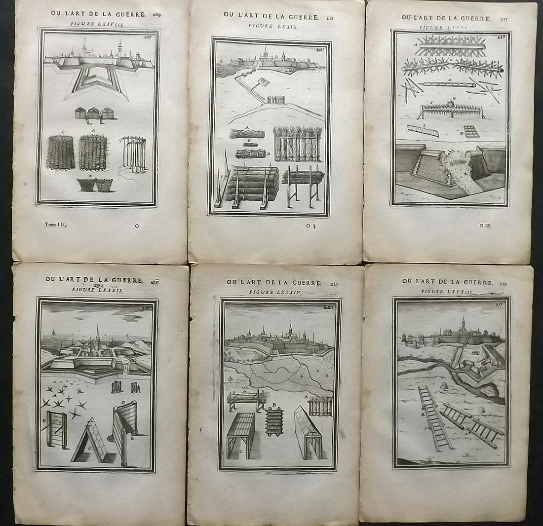 Mallet, Alain 1685 Lot of 6 Art of War Military Prints (1 of 2)