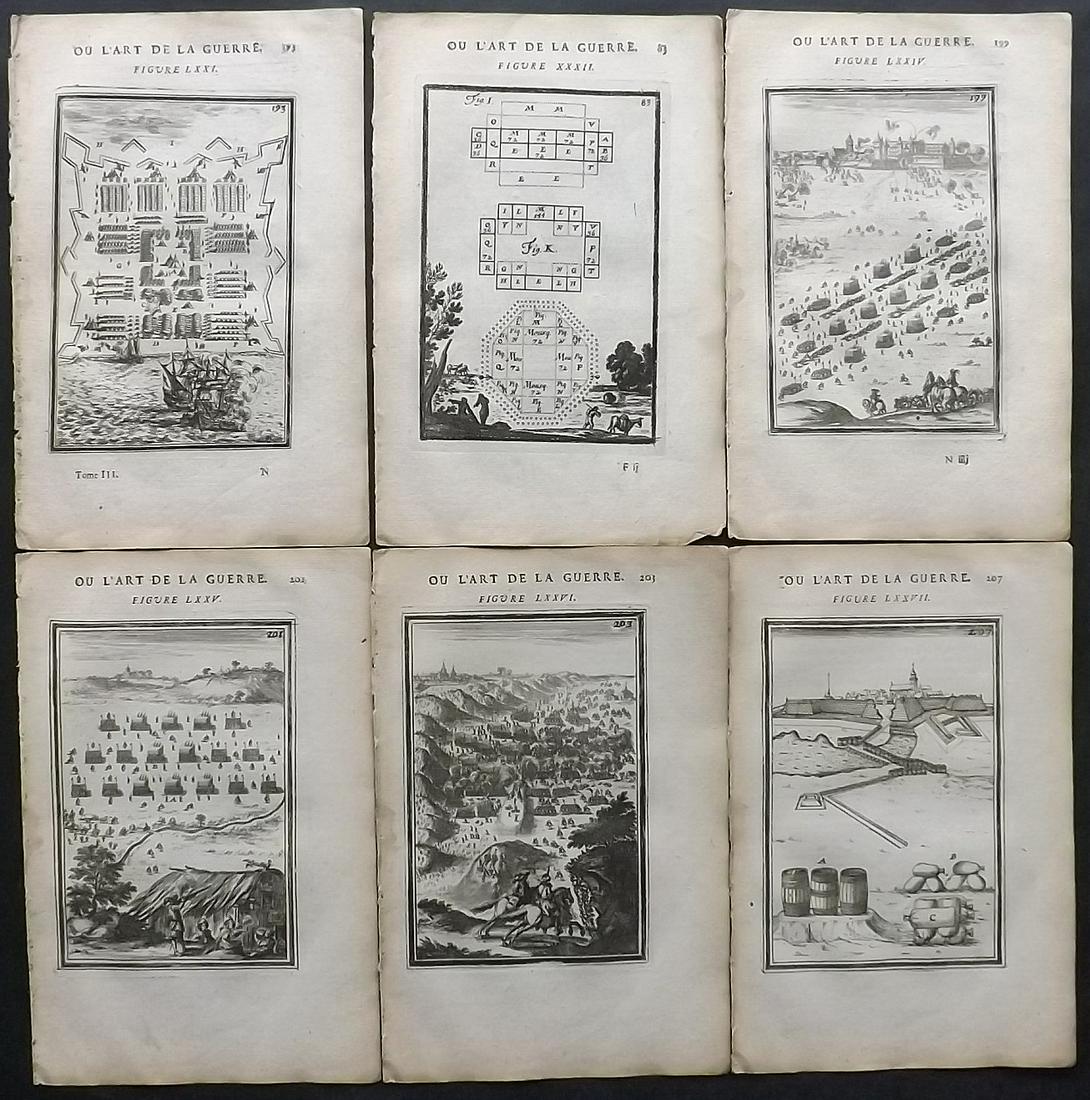 Mallet, Alain 1685 Lot of 6 Art of War Military Prints (1 of 2)