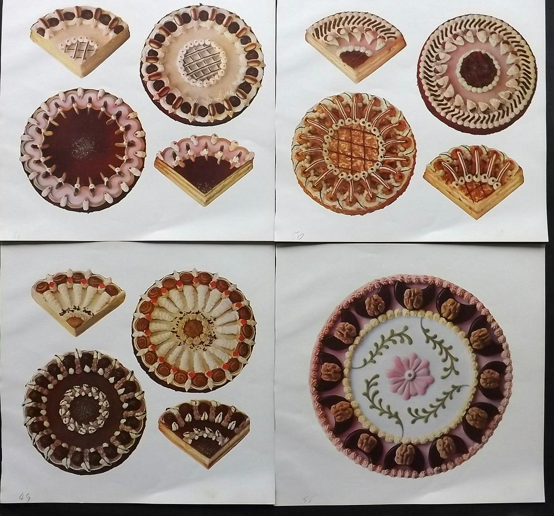 Weber, Johannes 1923 Lot of 4 Food Prints. Cakes (1 of 2)