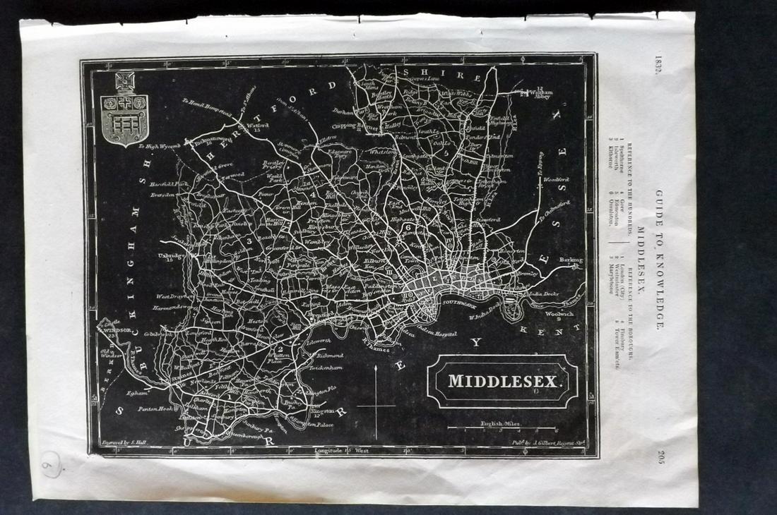 Pinnock & Archer 1833 British Map. Middlesex London (1 of 1)