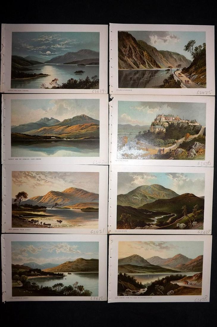 Nelson (Pub) 1896 Lot of 8 Scotland Views: Chromolithographs Published 1896, by T. Nelson and Sons, London for "Souvenir of Scotland..." Paper Size: 6 x 3.5 inch (15 x 9.5cm) Good Condition