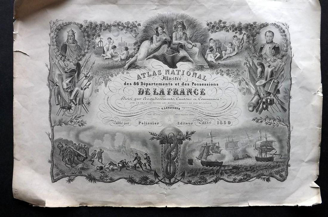 Levasseur, Victor 1859 LG Illus. Atlas Title. Ships etc (1 of 2)