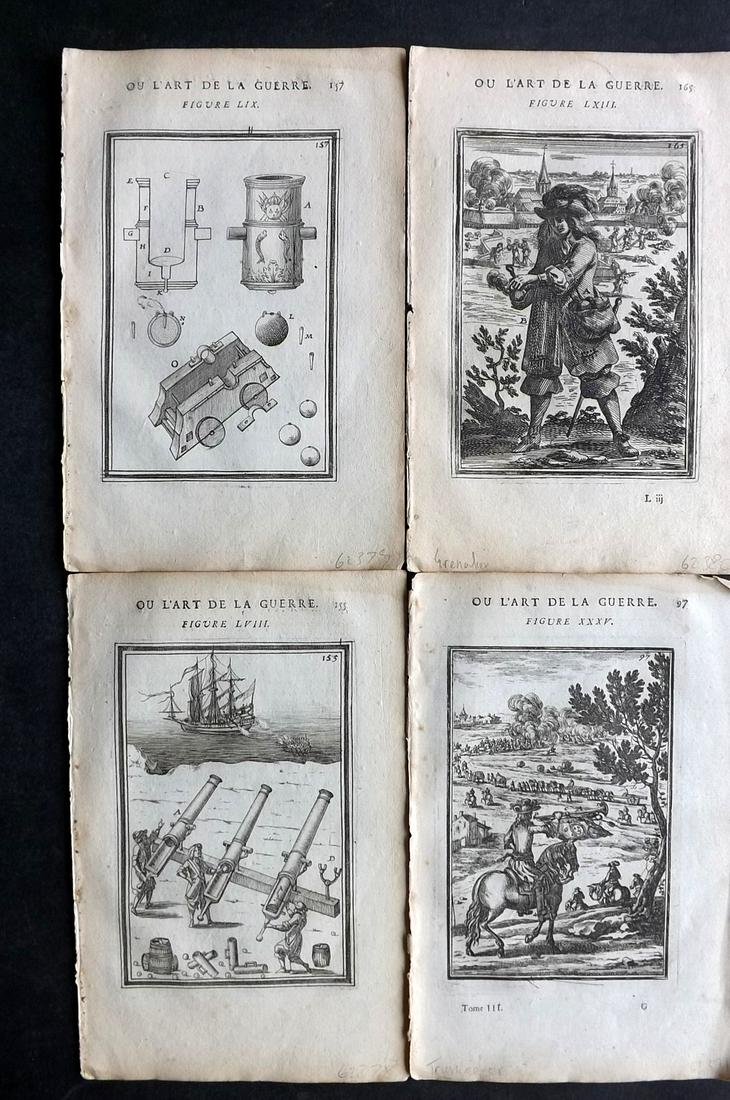 Mallet, Alain 1685 Lot of 4 Art of War Military Prints (1 of 2)