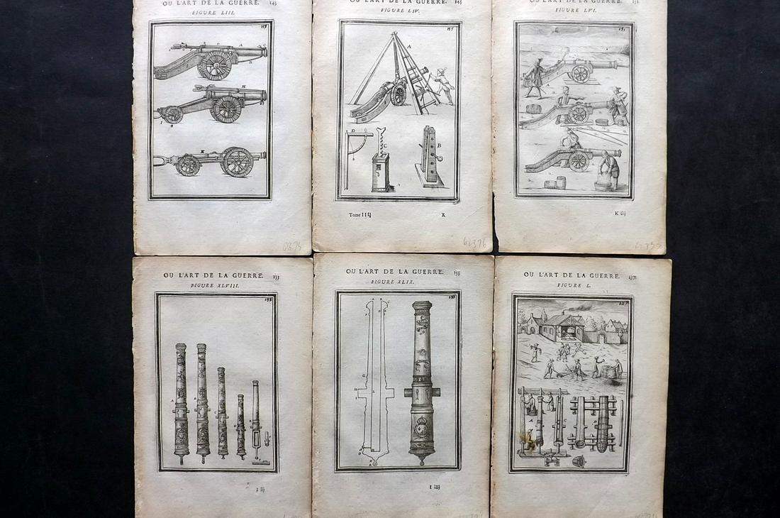 Mallet, Alain 1685 Lot of 6 Military Prints - Cannons (1 of 2)
