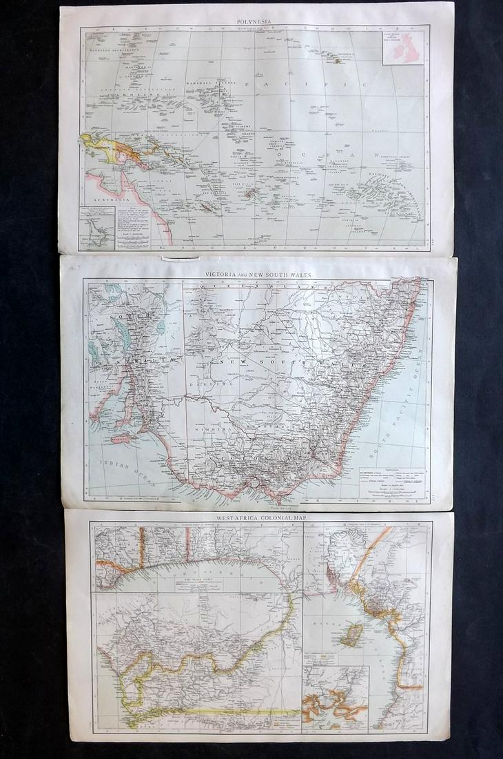 Times Atlas 1895 Lot of 3 Maps. Australia & Polynesia (1 of 2)