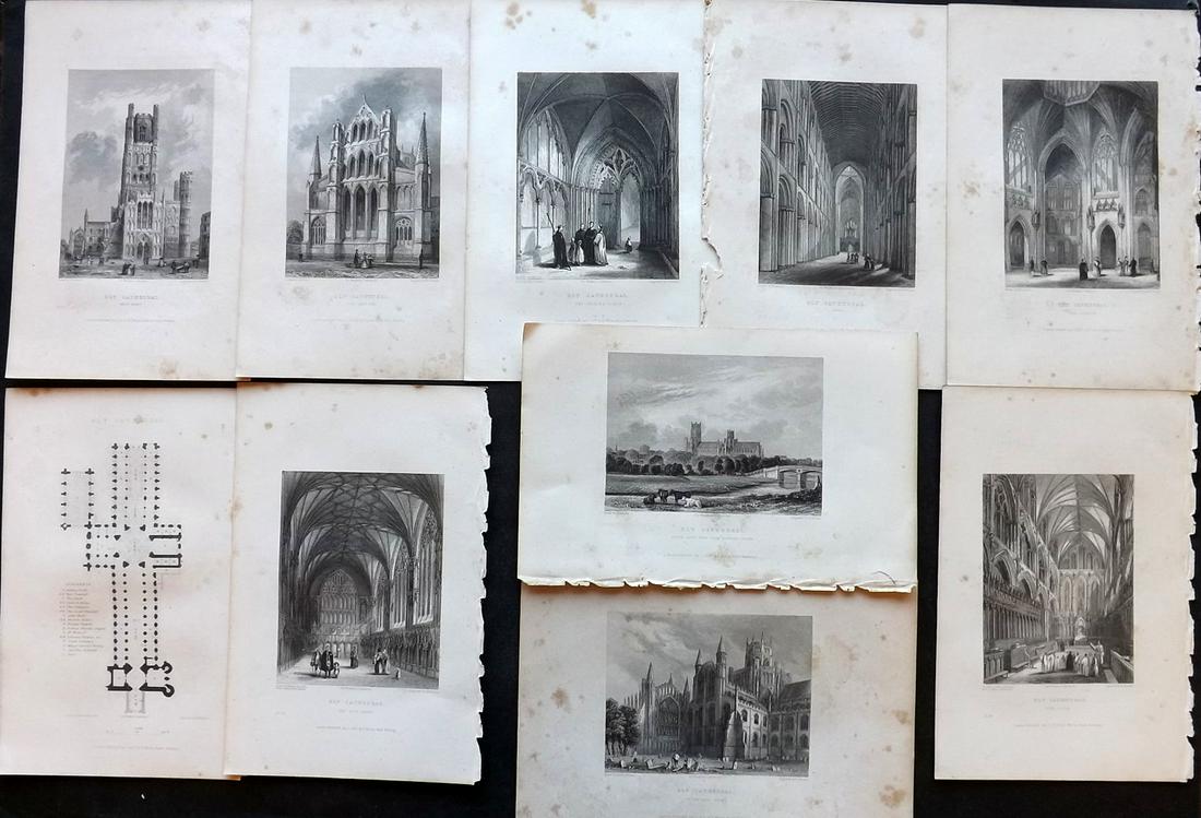 Winkles, Robert 1836 Set of 10 Prints. Ely (1 of 2)