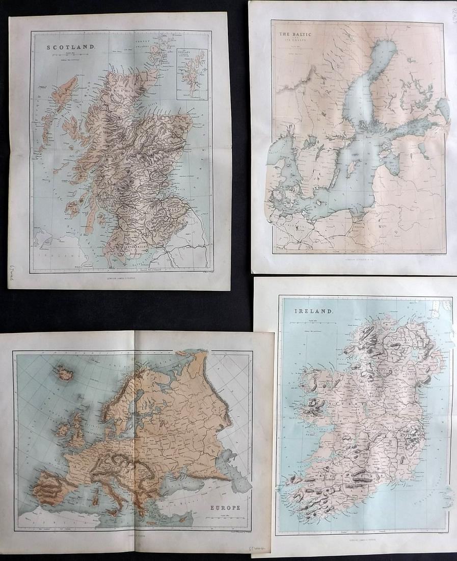 Hughes, William C1865 Lot of 4 European Maps (1 of 2)