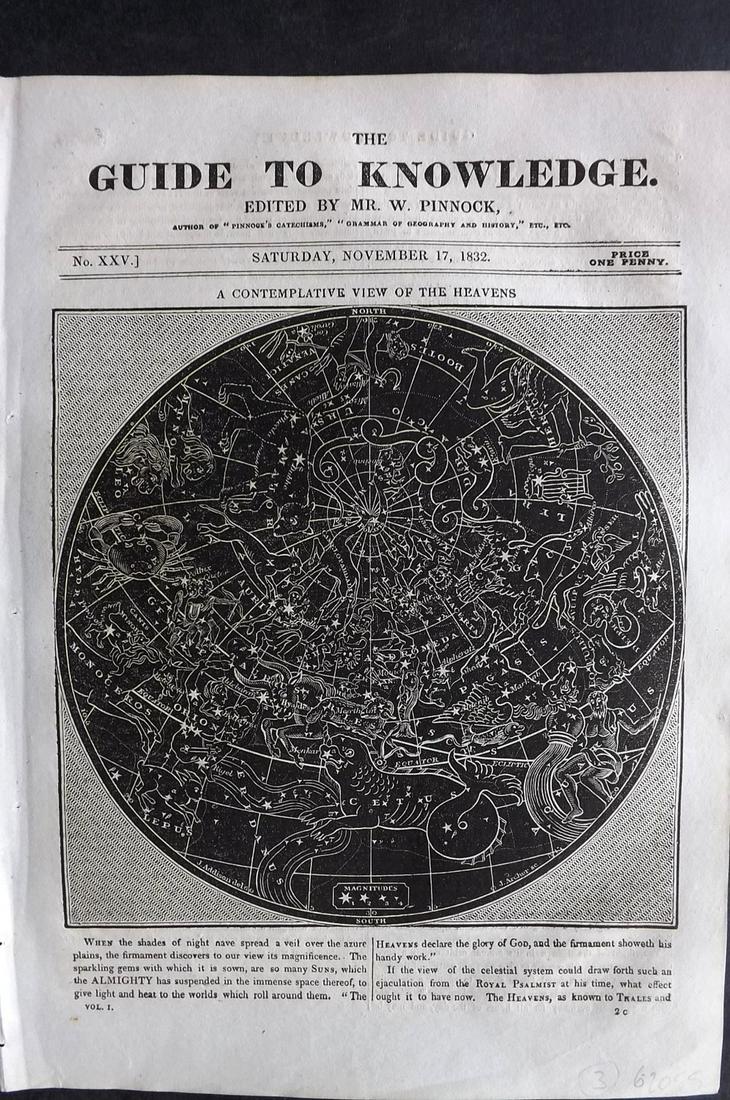 Pinnock & Archer 1833 Celestial Map. Constellations (1 of 2)