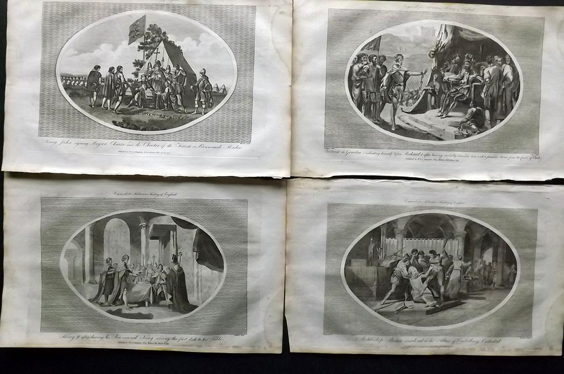 Ashburton, Charles 1799 Lot of 4 Folio Historical: Folio Copper Plates Published 1799, London for "A New and Complete History of England" by Charles Ashburton. Paper Size: 15 x 9.5 inch (38 x 24) Minor margin toning/staining otherwise fine
