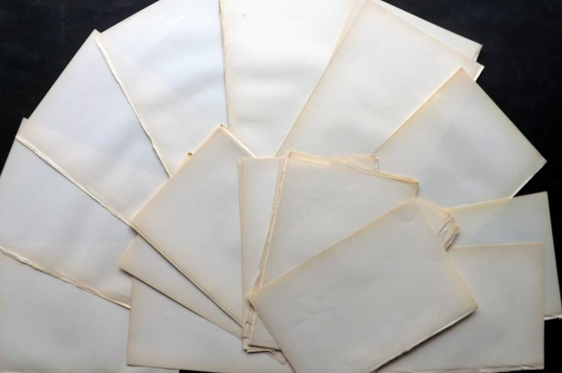 Old Paper, Bookbinding C1870 Lot of 30 Stock Sheets: Lot of Uniform Stock Paper Sheets, British, Large 8vo. Made in Britain no later than 1872. Paper Size: 10 x 7 inch (25 x 17.5cm) Excellent Condition