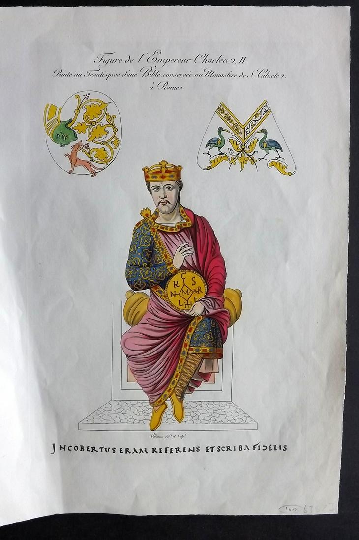 Willemin Monuments Francais 1839 Folio HCol Print: Folio Etching 1839, Paris "Monuments Francais..." by Nicholas Xavier Willemin. Very fine hand colour as issued. Paper Size: 14.5 x 10 inch (37 x 25cm) Approx. Good Condition overall