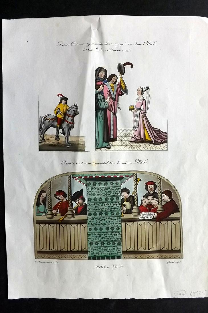 Willemin Monuments Francais 1839 Folio HCol Print: Folio Etching 1839, Paris "Monuments Francais..." by Nicholas Xavier Willemin. Very fine hand colour as issued. Paper Size: 14.5 x 10 inch (37 x 25cm) Approx. Good Condition overall