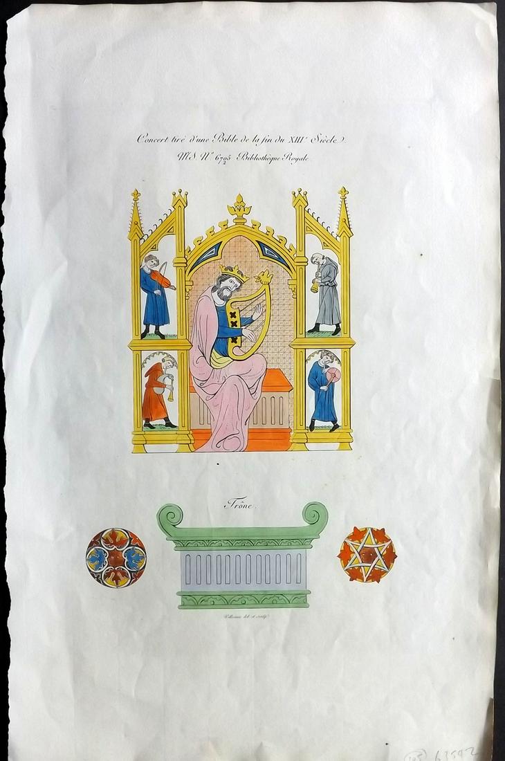 Willemin Monuments Francais 1839 Folio HCol Print: Folio Etching 1839, Paris "Monuments Francais..." by Nicholas Xavier Willemin. Very fine hand colour as issued. Paper Size: 17.5 x 11 inch (45 x 28cm) Approx. Good Condition overall