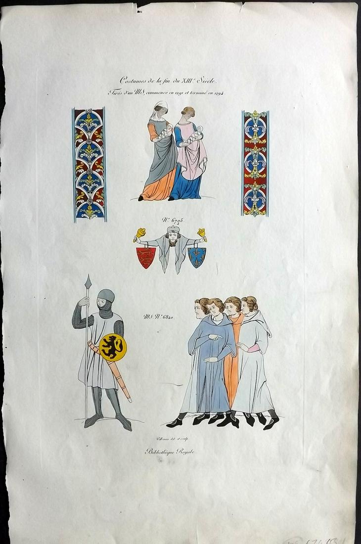 Willemin Monuments Francais 1839 Folio HCol Print: Folio Etching 1839, Paris "Monuments Francais..." by Nicholas Xavier Willemin. Very fine hand colour as issued. Paper Size: 17.5 x 11 inch (45 x 28cm) Approx. Good Condition overall