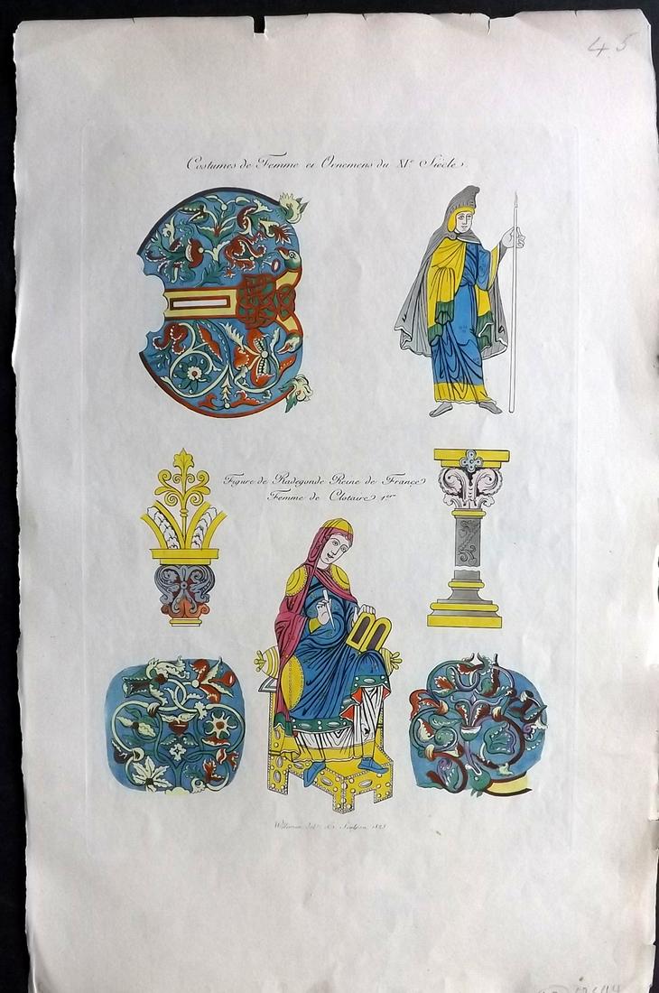 Willemin Monuments Francais 1839 Folio HCol Print: Folio Etching 1839, Paris "Monuments Francais..." by Nicholas Xavier Willemin. Very fine hand colour as issued. Paper Size: 17.5 x 11 inch (45 x 28cm) Approx. Good Condition overall
