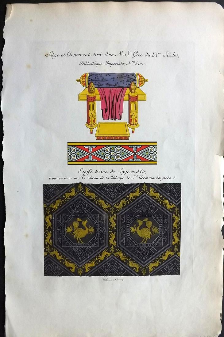 Willemin Monuments Francais 1839 Folio HCol Print: Folio Etching 1839, Paris "Monuments Francais..." by Nicholas Xavier Willemin. Very fine hand colour as issued. Paper Size: 17.5 x 11 inch (45 x 28cm) Approx. Good Condition overall
