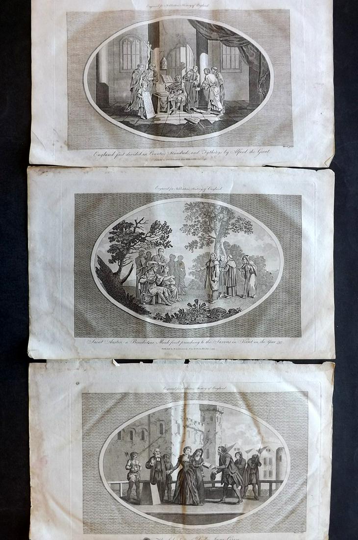 Ashburton, Charles 1799 Lot of 3 Folio Historical: Folio Copper Plates Published 1799, London for "A New and Complete History of England" by Charles Ashburton. Paper Size: 15 x 9.5 inch (38 x 24) Minor margin toning/staining otherwise fine