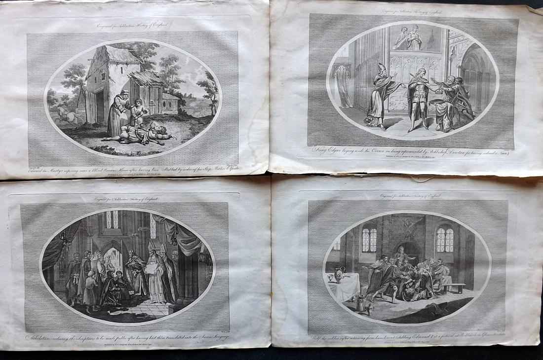 Ashburton, Charles 1799 Lot of 4 Folio Historical: Folio Copper Plates Published 1799, London for "A New and Complete History of England" by Charles Ashburton. Paper Size: 15 x 9.5 inch (38 x 24) Minor margin toning/staining otherwise fine