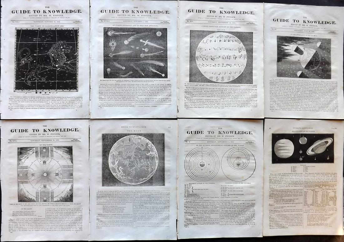 Pinnock 1833 Lot of 8 Astronomy Celestial Sheets (1 of 2)