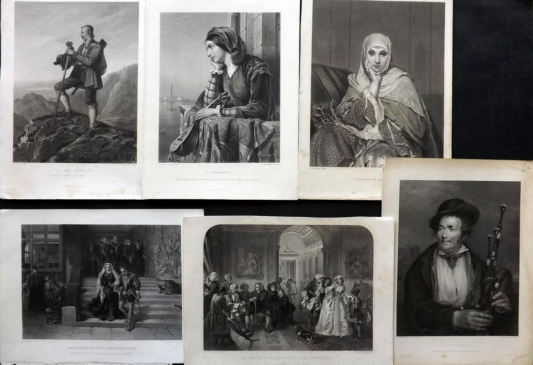 Art Journal C1860 Lot 6 Folio Genre, Pretty Lady Prints (1 of 2)