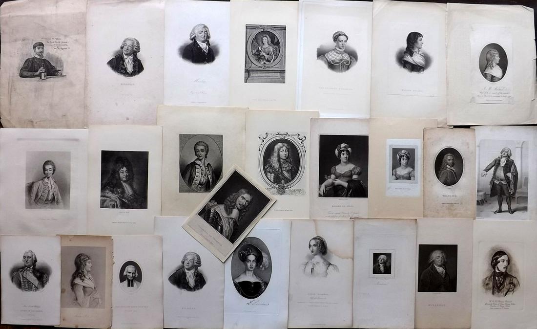 Portraits 19th Cent. Lot of 25 - French (1 of 2)