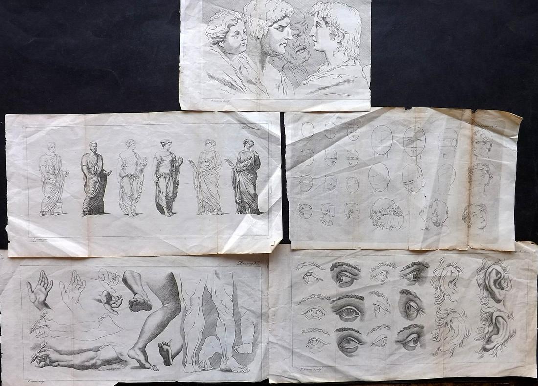 Simms, Philip C1740 Lot of 5 Drawing Studies (1 of 2)