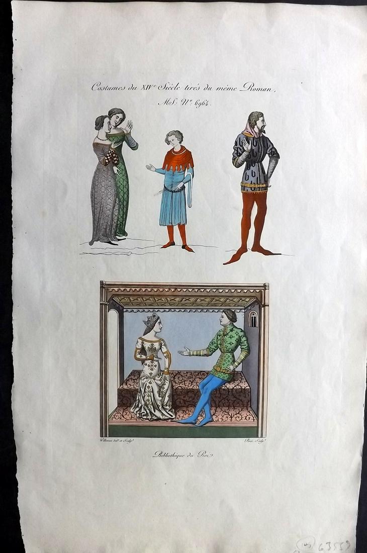 Willemin Monuments Francais 1839 Folio HCol Print: Folio Etching 1839, Paris "Monuments Francais..." by Nicholas Xavier Willemin. Very fine hand colour as issued. Paper Size: 17.5 x 11 inch (45 x 28cm) Approx. Good Condition overall