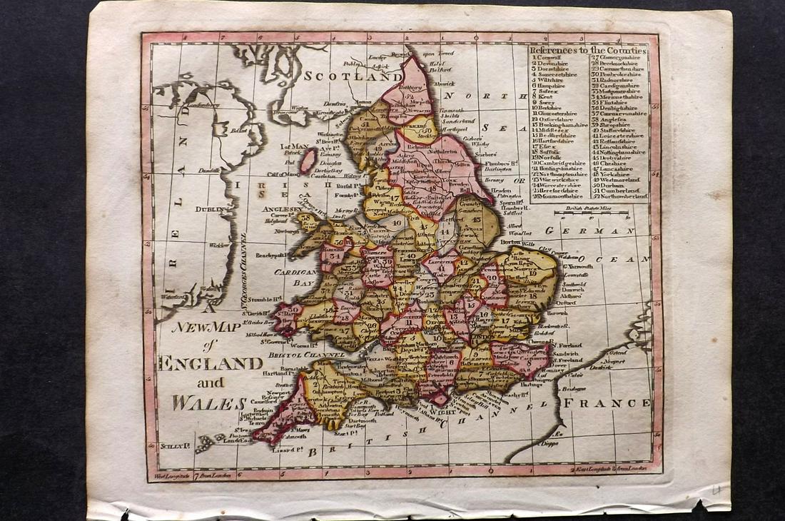 Barclay, James C1800 Hand Col Map. England and Wales (1 of 2)