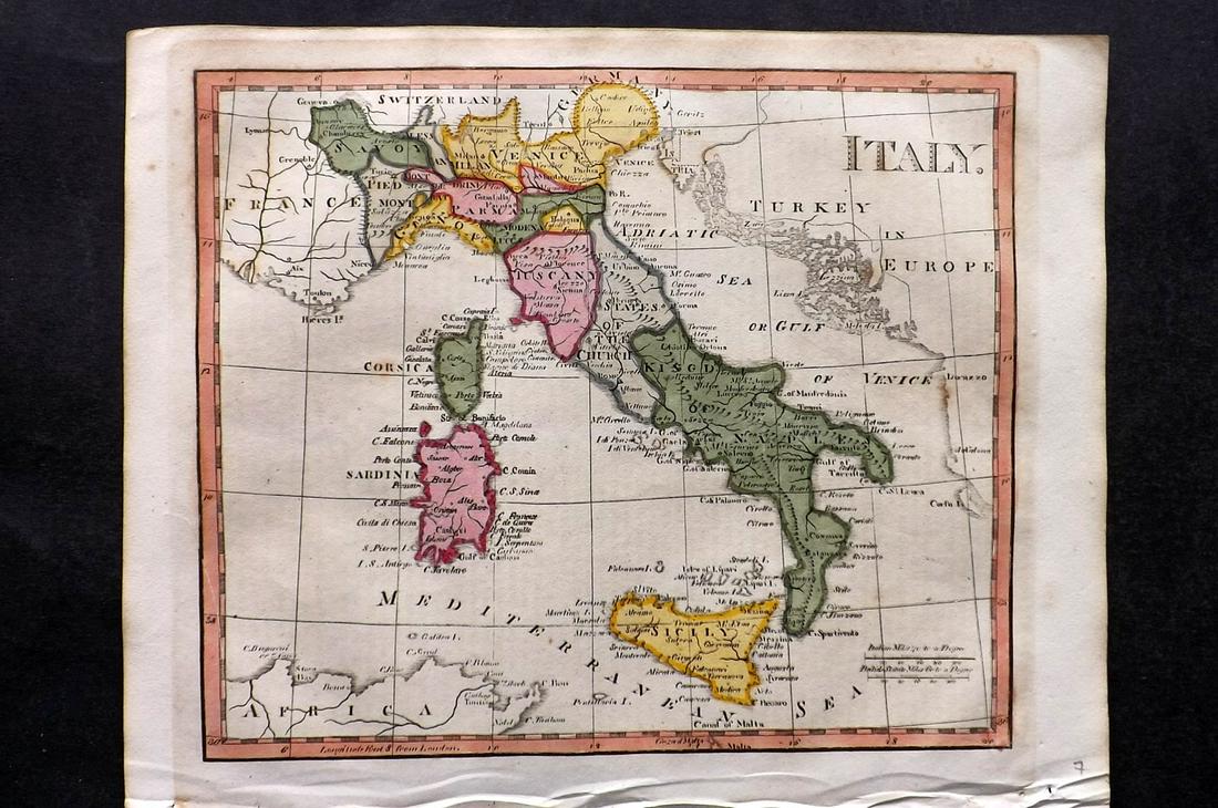 Barclay, James C1800 Hand Col Map. Italy (1 of 2)