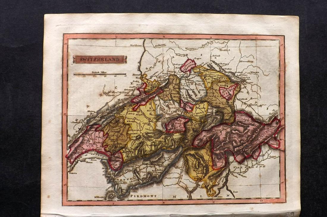 Barclay, James C1800 Hand Col Map. Switzerland (1 of 2)
