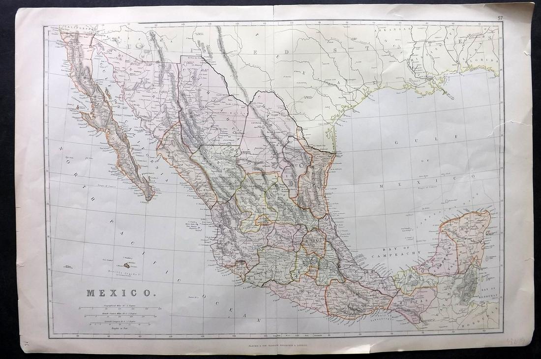 Blackie & Weller 1882 Large Map of Mexico (1 of 2)