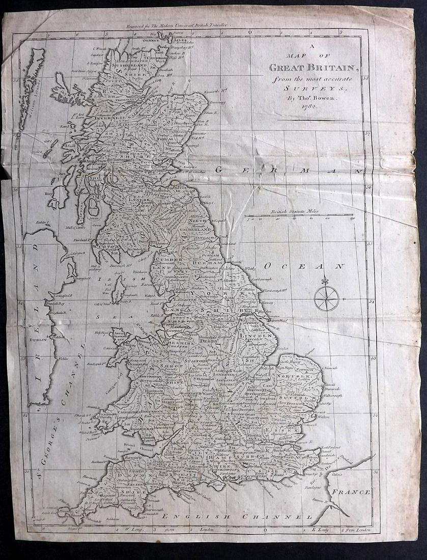 Bowen, Thomas 1782 Large Map of Great Britain (1 of 2)