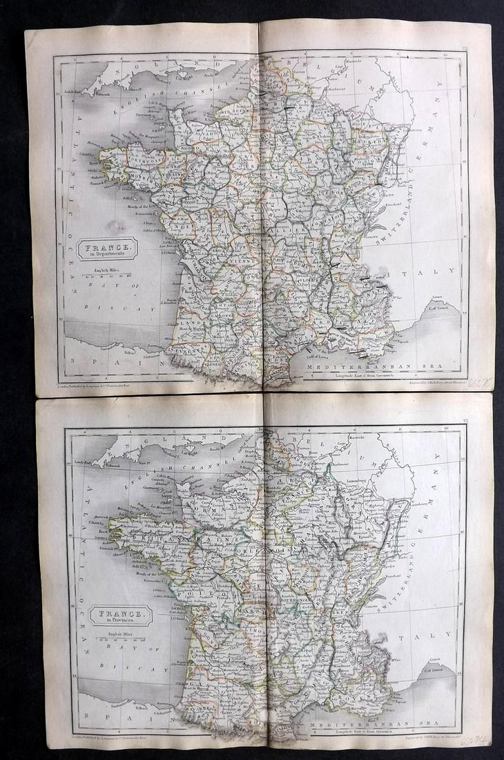 Butler, Samuel 1842 Pair of Maps of France (1 of 2)