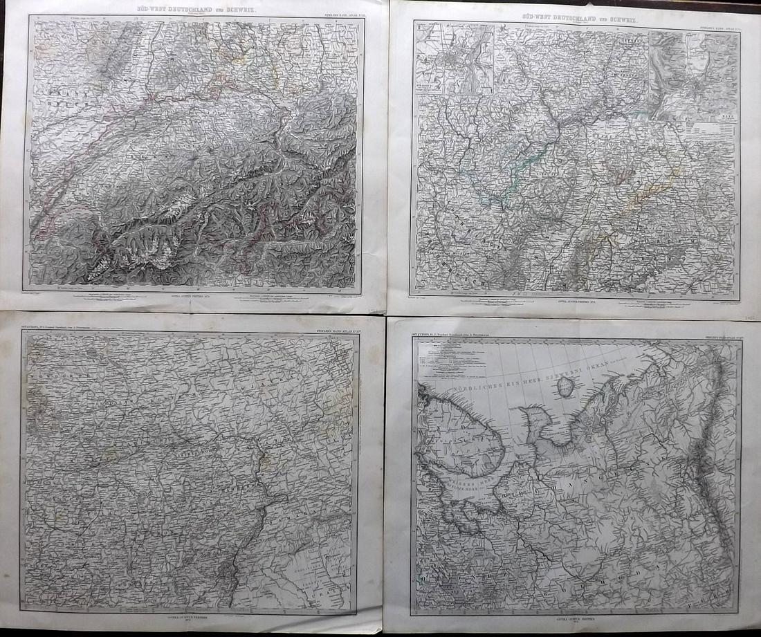 Stieler, Adolf 1874 Lot of 4 Maps of Russia & Germany (1 of 2)
