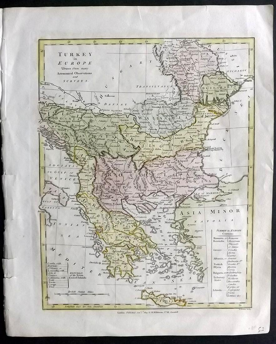 Wilkinson, Robert 1810 Hand Col Map of Turkey in Europe (1 of 2)