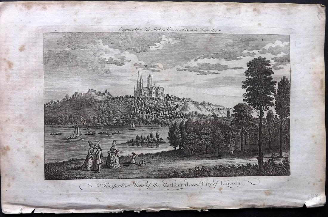 Burlington 1779 Folio British View. Lincoln Cathedral: Folio Copper Plate Published 1779 by J. Cooke, London for "The Modern Universal British Traveller or, a New, Complete, and Accurate tour Through England, Wales, Scotland, and the Neighbouring Islands"