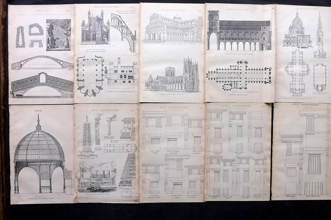 Nat. Encyclopedia C1875 Lot of 10 Architecture Prints (1 of 2)