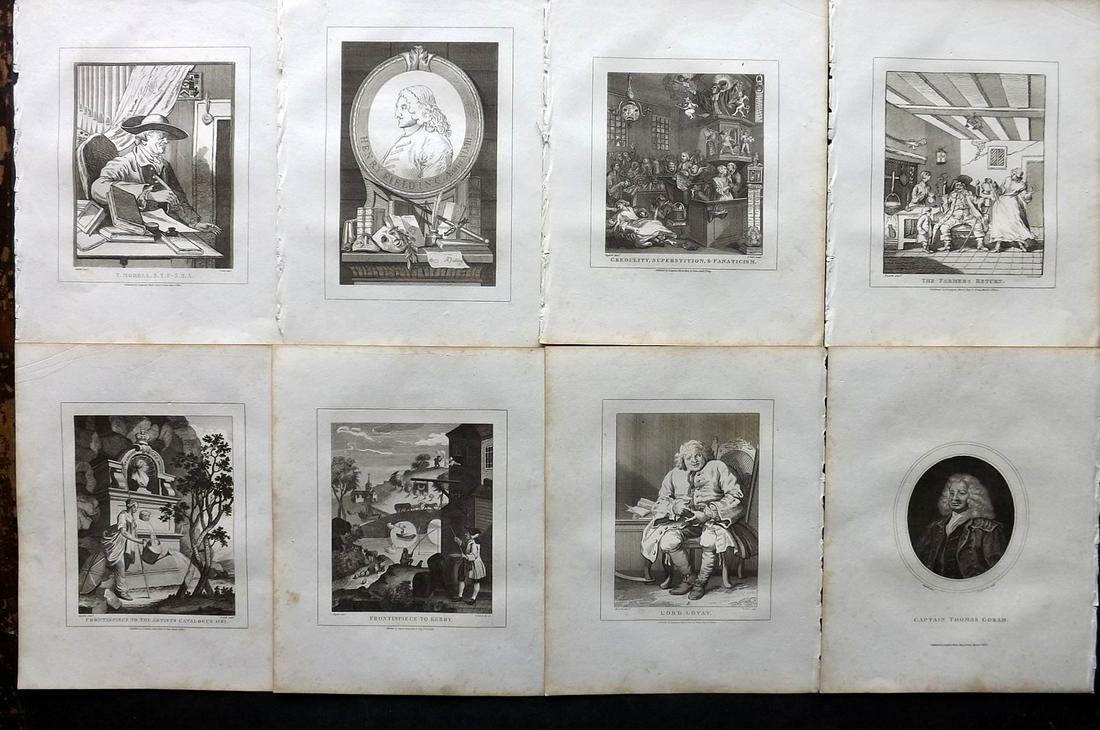 Hogarth, William 1810 Lot of 8 Copper Plates Satire etc: Copper Plates Published 1808-10, London for "The Genuine Works of William Hogarth" by John Nichols. Paper Size: 11 x 8.5 inch (28 x 22cm) Minor margin toning present, images fine