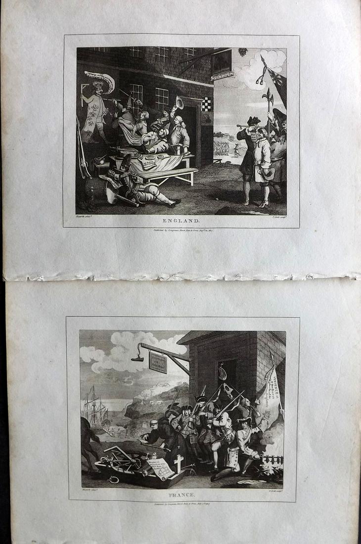 Hogarth, William 1810 Set of 2 Prints. The Invasion (1 of 2)